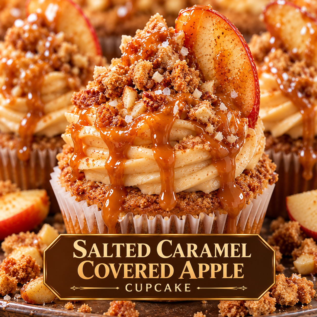 Salted caramel apple cupcake